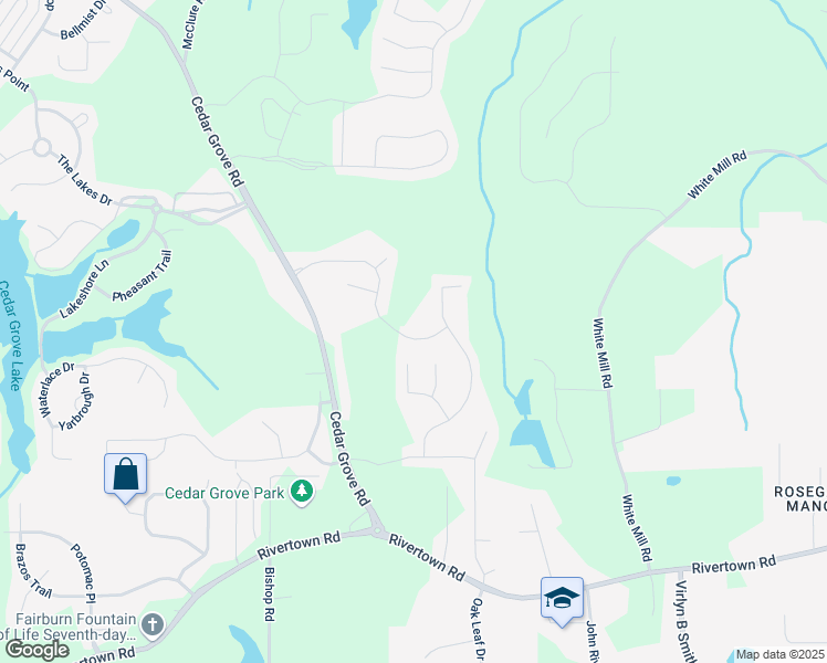 map of restaurants, bars, coffee shops, grocery stores, and more near 7431 Saint David Street in Fairburn