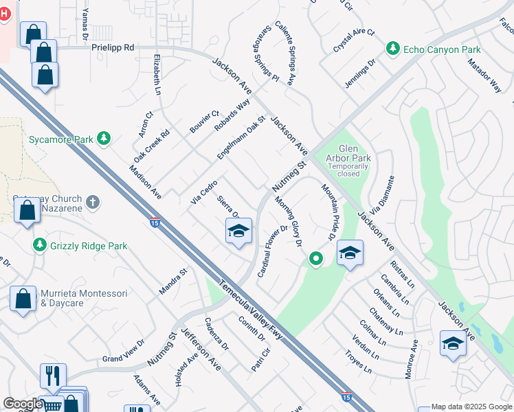 map of restaurants, bars, coffee shops, grocery stores, and more near 23764 Canyon Oak Drive in Murrieta