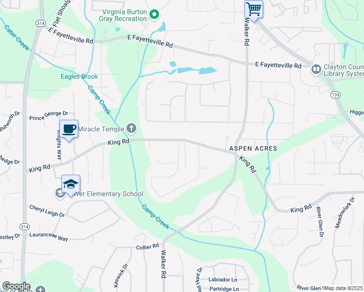 map of restaurants, bars, coffee shops, grocery stores, and more near 1378 King Road in Riverdale
