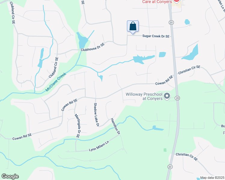 map of restaurants, bars, coffee shops, grocery stores, and more near 724 Cowan Road Southeast in Conyers