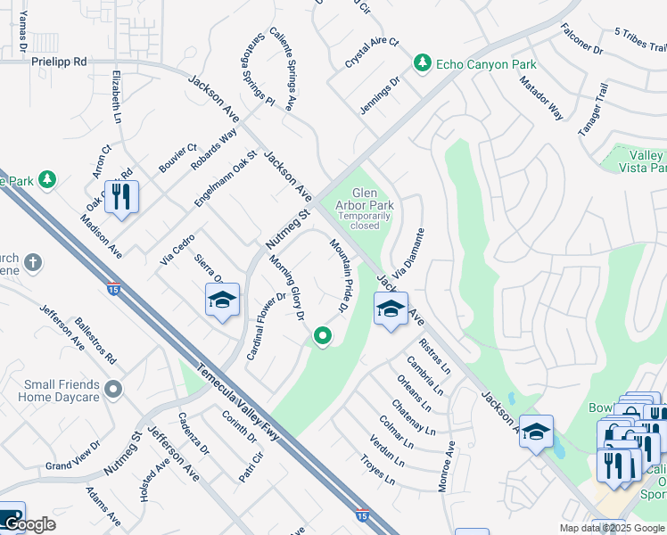 map of restaurants, bars, coffee shops, grocery stores, and more near 23850 Scarlet Court in Murrieta