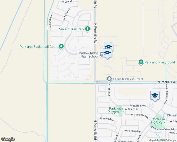 map of restaurants, bars, coffee shops, grocery stores, and more near 18753 West Clinton Street in Surprise