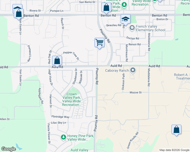 map of restaurants, bars, coffee shops, grocery stores, and more near 37066 Whispering Hills Drive in Murrieta