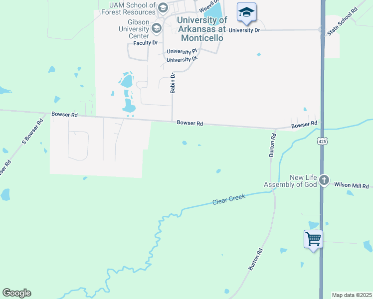map of restaurants, bars, coffee shops, grocery stores, and more near 359 Bowser Road in Monticello