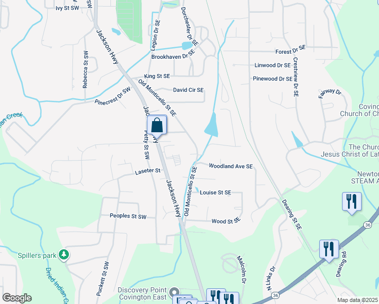 map of restaurants, bars, coffee shops, grocery stores, and more near 6194 Polly Anna Avenue Southeast in Covington