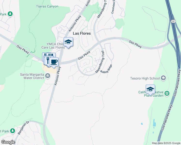 map of restaurants, bars, coffee shops, grocery stores, and more near 134 Bloomfield Lane in Rancho Santa Margarita