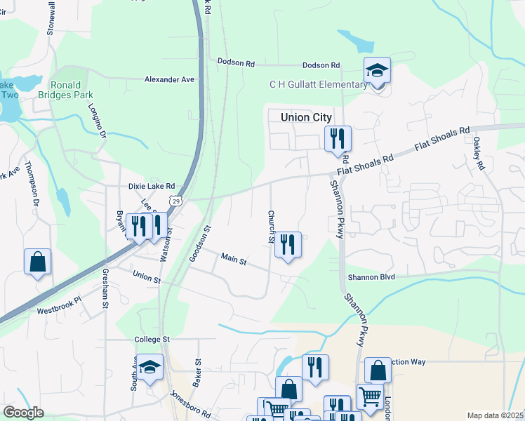 map of restaurants, bars, coffee shops, grocery stores, and more near 3888 Shenfield Drive in Union City