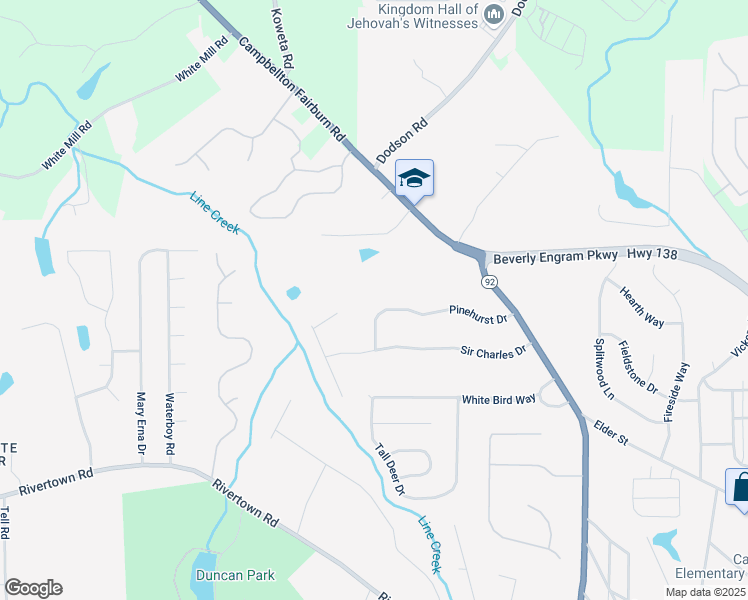 map of restaurants, bars, coffee shops, grocery stores, and more near 779 Pinehurst Drive in Fairburn