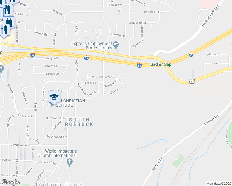 map of restaurants, bars, coffee shops, grocery stores, and more near 633 Lisa Lane in Birmingham