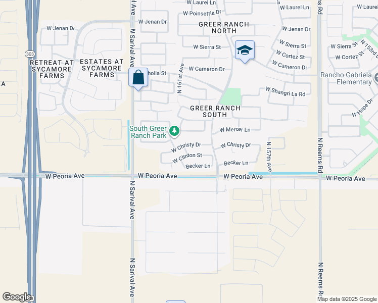 map of restaurants, bars, coffee shops, grocery stores, and more near 16060 West Clinton Street in Surprise