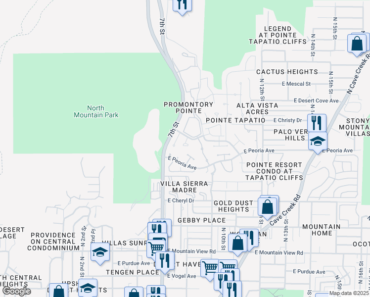 map of restaurants, bars, coffee shops, grocery stores, and more near 728 East Peoria Avenue in Phoenix