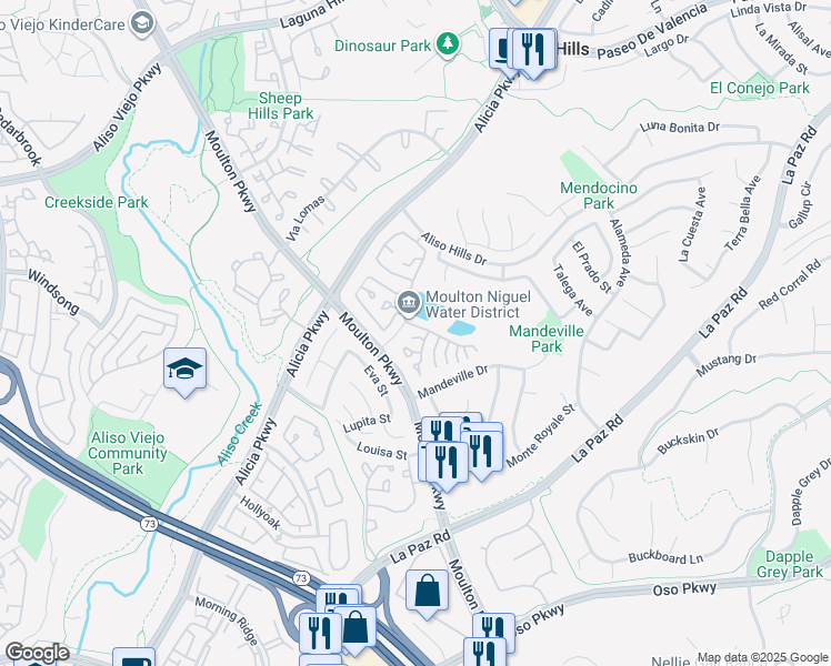 map of restaurants, bars, coffee shops, grocery stores, and more near 24423 Marquis Court in Laguna Hills