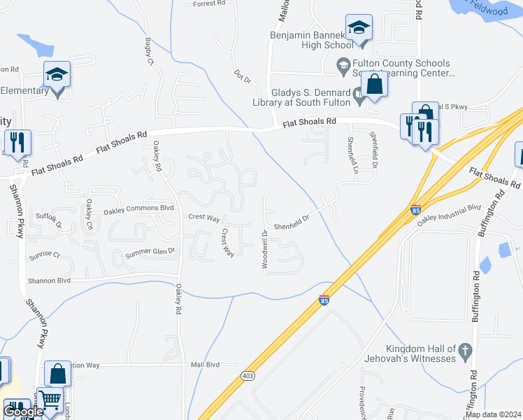 map of restaurants, bars, coffee shops, grocery stores, and more near 3744 Shenfield Drive in Union City