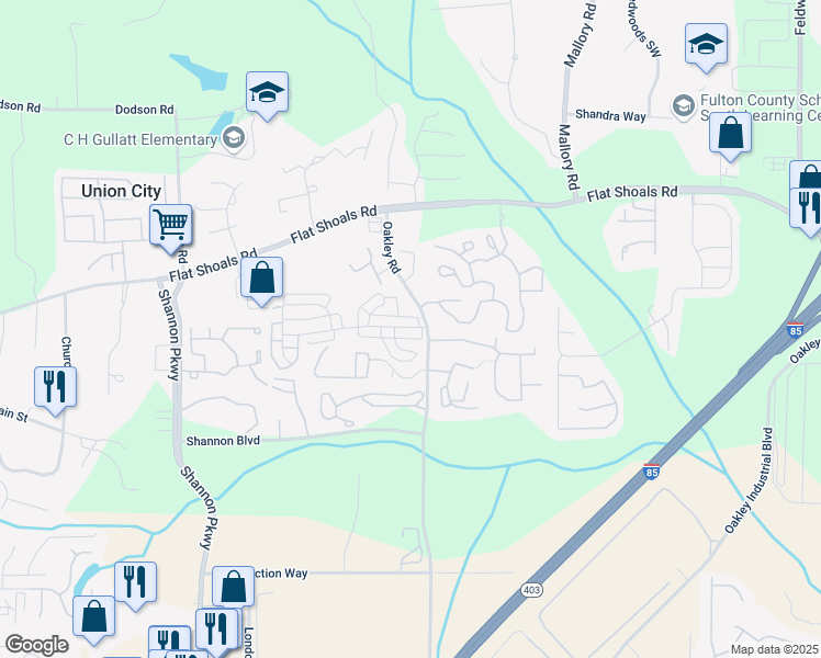 map of restaurants, bars, coffee shops, grocery stores, and more near 3255 Oakley Place in Union City