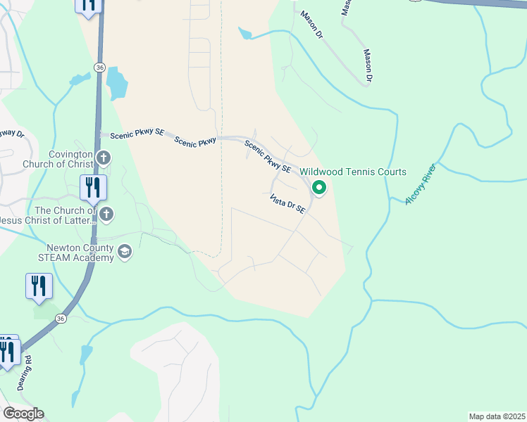 map of restaurants, bars, coffee shops, grocery stores, and more near 13580 Whitman Lane in Covington