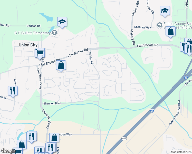 map of restaurants, bars, coffee shops, grocery stores, and more near 3255 Oakley Place in Union City
