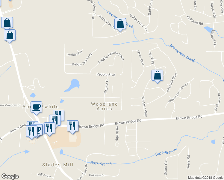 map of restaurants, bars, coffee shops, grocery stores, and more near 2 Chapman Way in Covington