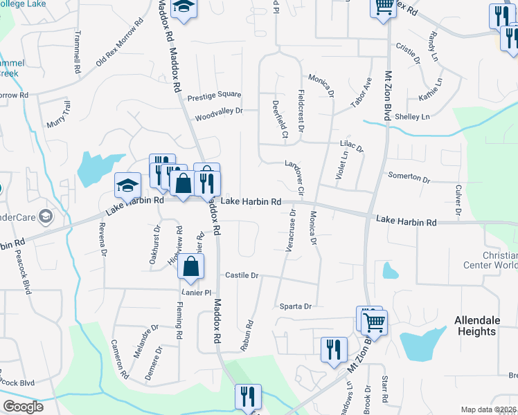 map of restaurants, bars, coffee shops, grocery stores, and more near 2444 Burton Circle in Morrow