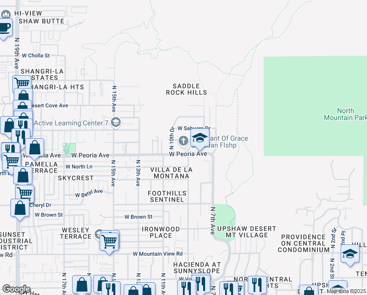 map of restaurants, bars, coffee shops, grocery stores, and more near 906 West Peoria Avenue in Phoenix
