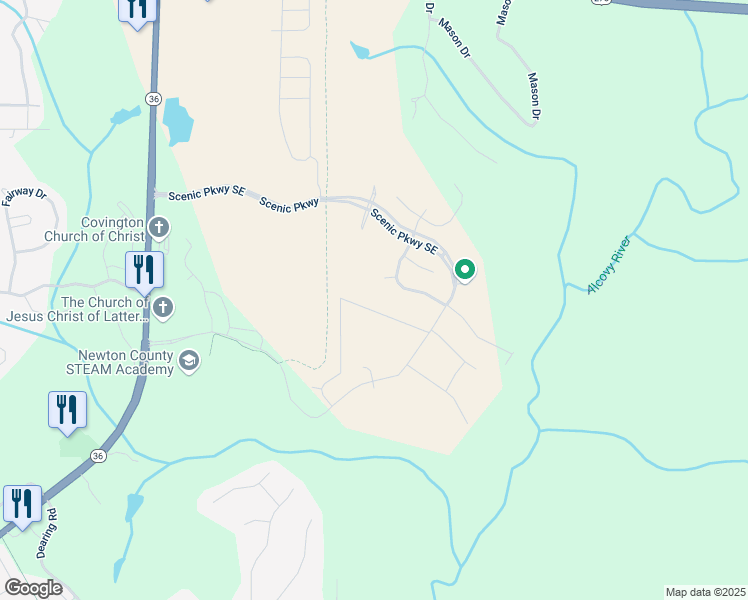 map of restaurants, bars, coffee shops, grocery stores, and more near 13562 Whitman Lane in Covington