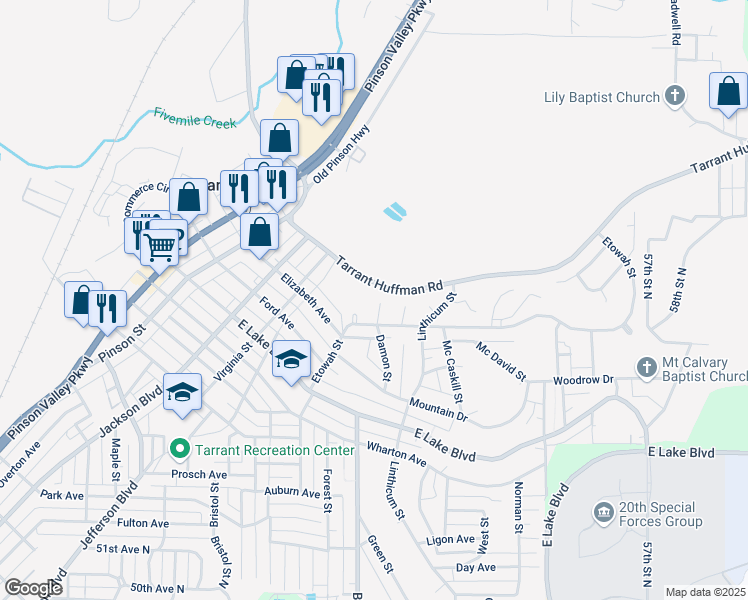 map of restaurants, bars, coffee shops, grocery stores, and more near 1812 Doman Circle in Birmingham
