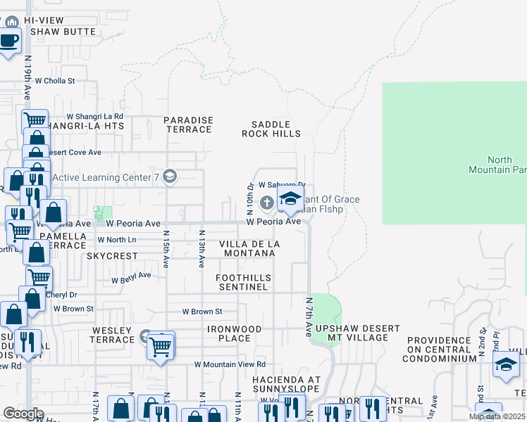 map of restaurants, bars, coffee shops, grocery stores, and more near 906 West Peoria Avenue in Phoenix