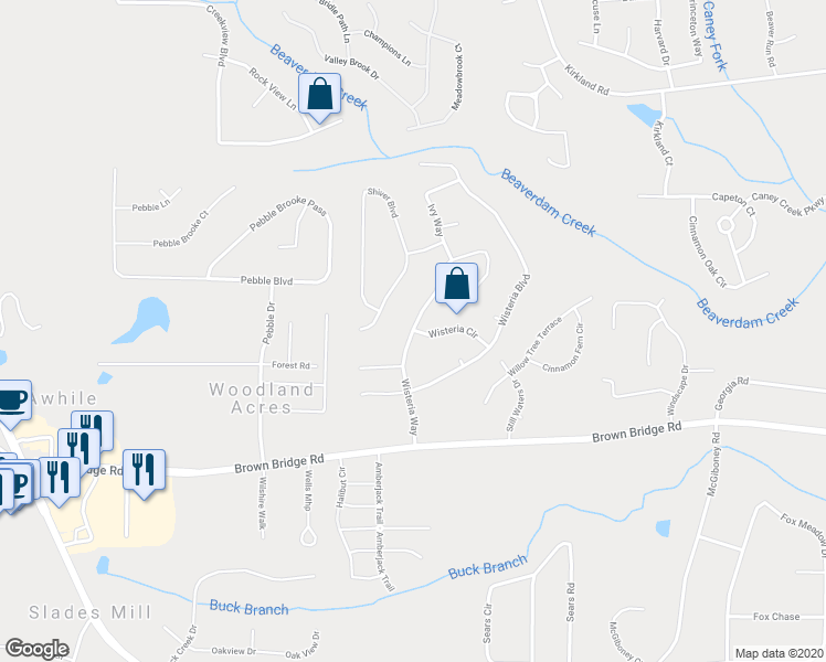 map of restaurants, bars, coffee shops, grocery stores, and more near 78 Wisteria Way in Covington