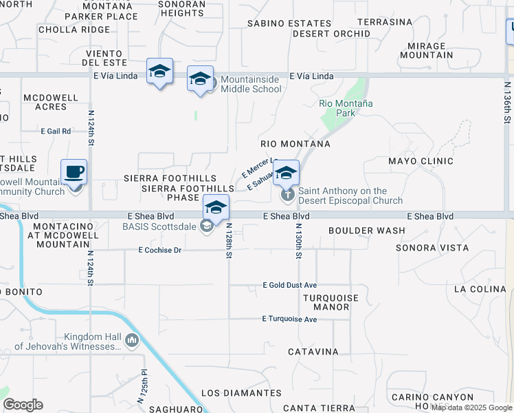 map of restaurants, bars, coffee shops, grocery stores, and more near 12865 East Sahuaro Drive in Scottsdale