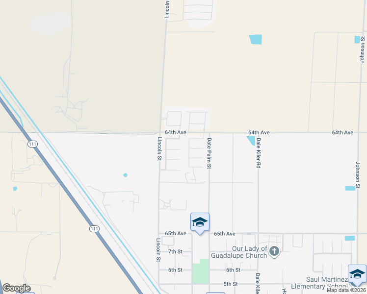 map of restaurants, bars, coffee shops, grocery stores, and more near 91060 Las Flores Way in Mecca