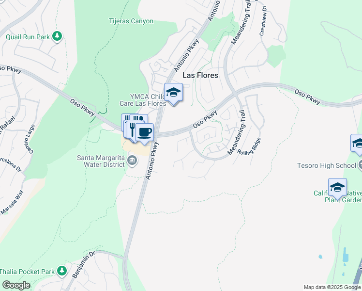 map of restaurants, bars, coffee shops, grocery stores, and more near 32 Acanthus in Rancho Santa Margarita