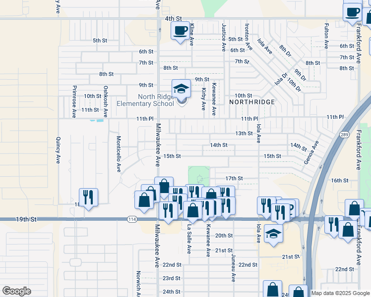 map of restaurants, bars, coffee shops, grocery stores, and more near 6326 14th Street in Lubbock