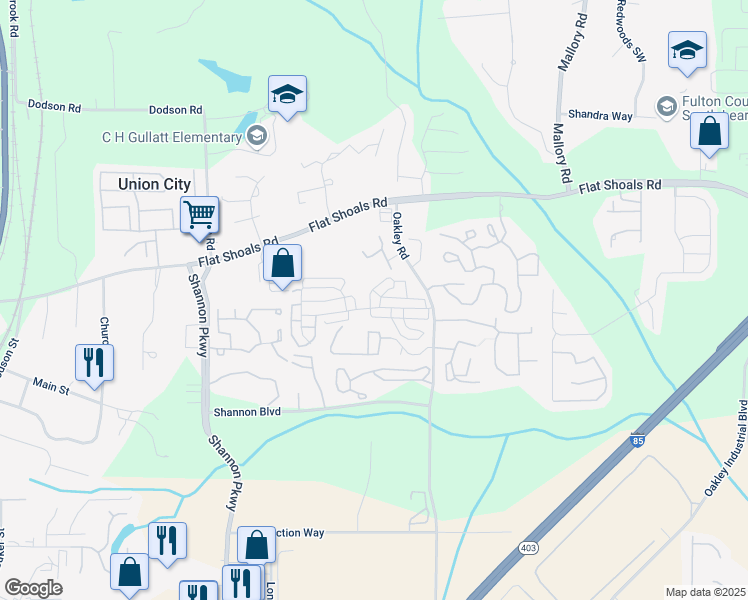 map of restaurants, bars, coffee shops, grocery stores, and more near 7120 Oakley Court in Union City
