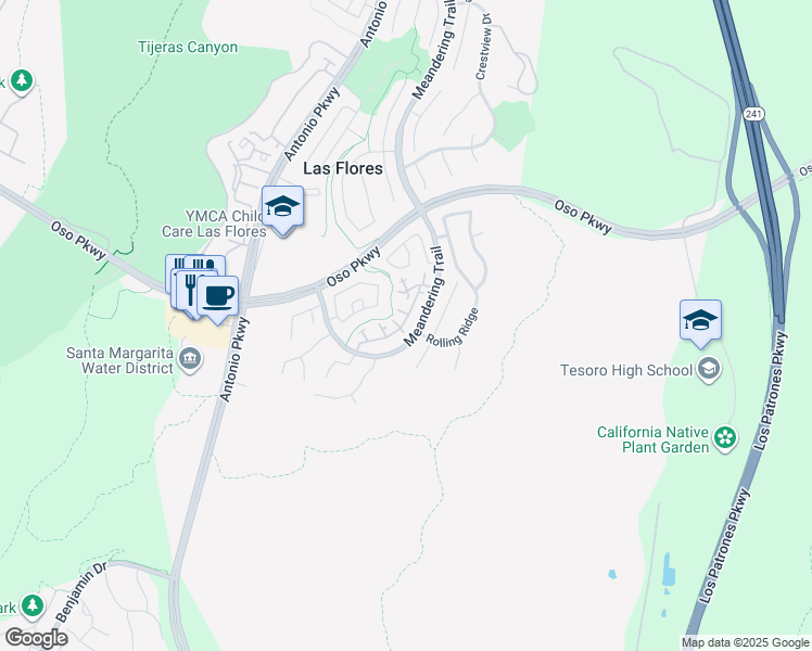 map of restaurants, bars, coffee shops, grocery stores, and more near 62 Bloomfield Lane in Rancho Santa Margarita