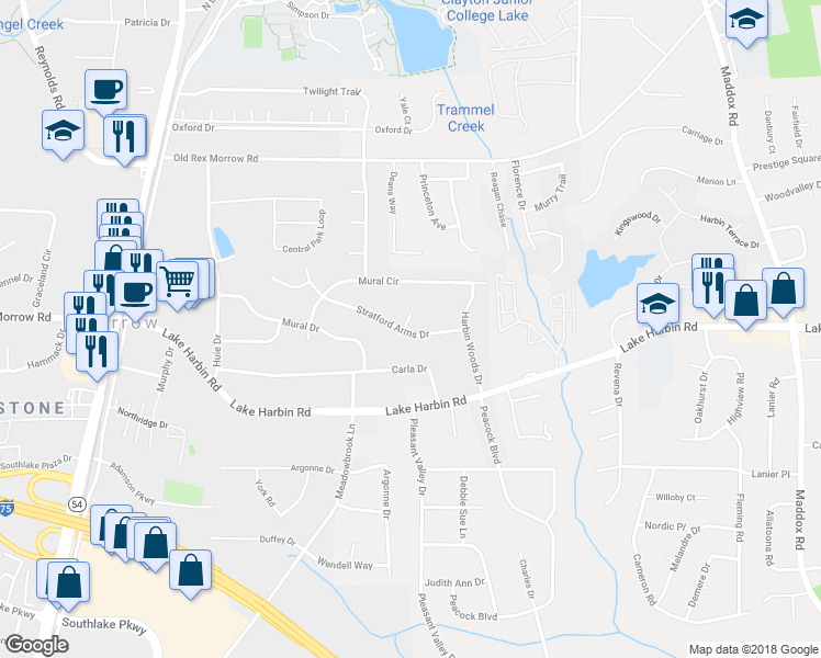 map of restaurants, bars, coffee shops, grocery stores, and more near in Morrow