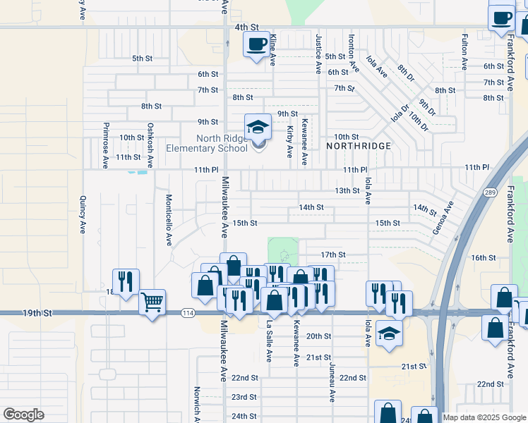 map of restaurants, bars, coffee shops, grocery stores, and more near 6326 14th Street in Lubbock