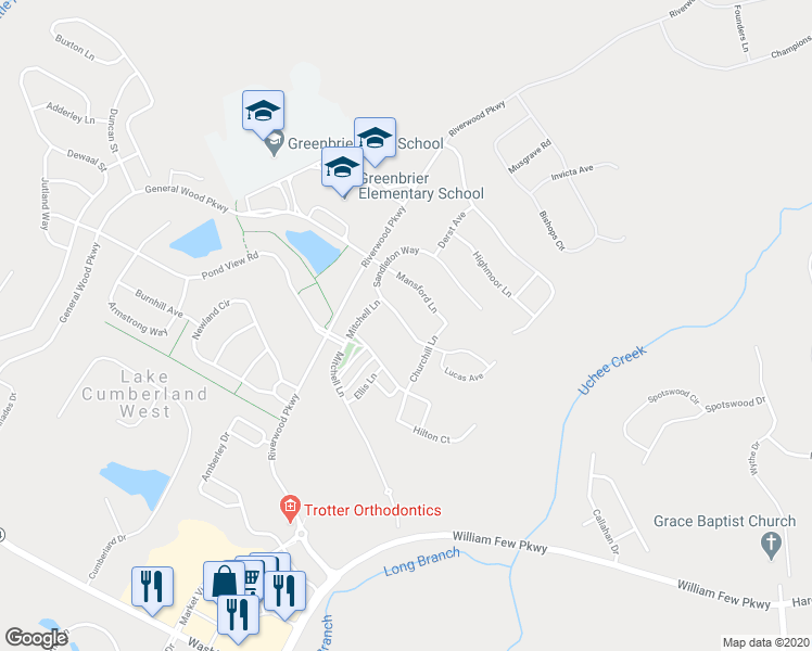 map of restaurants, bars, coffee shops, grocery stores, and more near 361 Sandleton Way in Evans