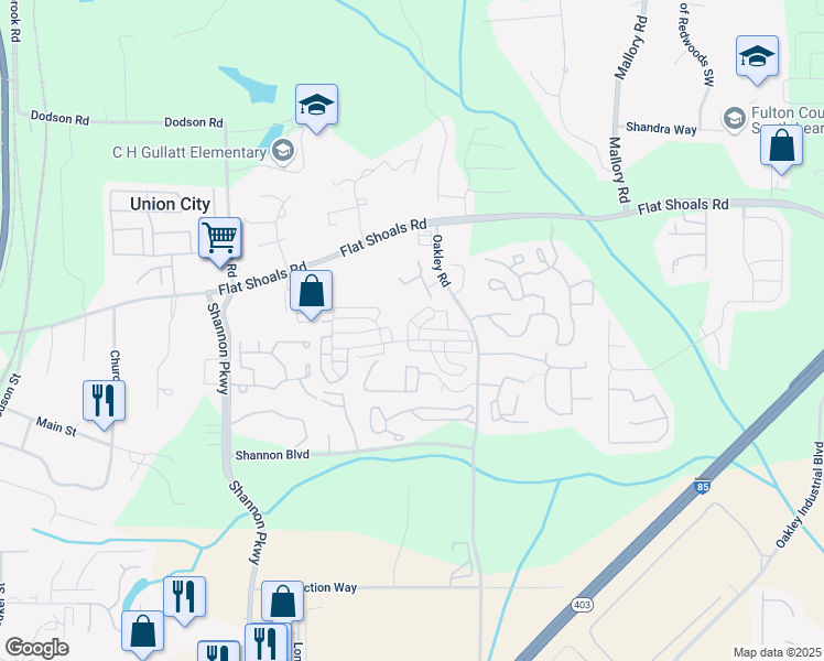 map of restaurants, bars, coffee shops, grocery stores, and more near 7120 Oakley Court in Union City