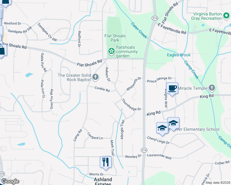 map of restaurants, bars, coffee shops, grocery stores, and more near 1935 Conkle Road in Riverdale