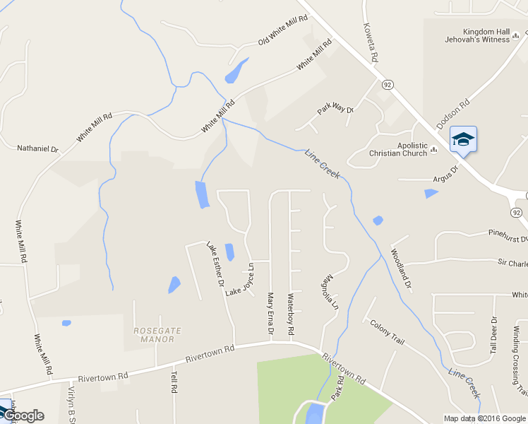 map of restaurants, bars, coffee shops, grocery stores, and more near 600 Mary Erna Drive in Fairburn