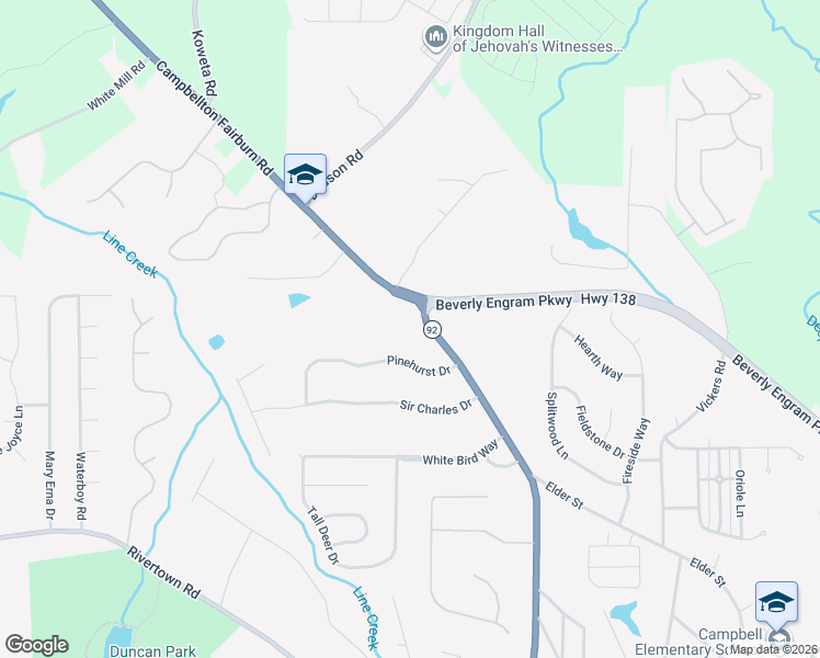 map of restaurants, bars, coffee shops, grocery stores, and more near 6375 Campbellton Fairburn Rd in Fairburn