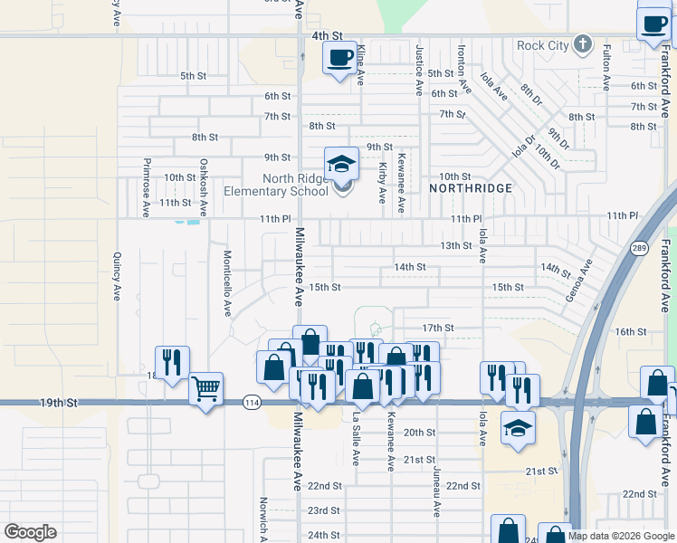 map of restaurants, bars, coffee shops, grocery stores, and more near 6326 14th Street in Lubbock