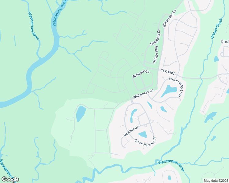 map of restaurants, bars, coffee shops, grocery stores, and more near 3351 Wilderness Lane in Murrells Inlet