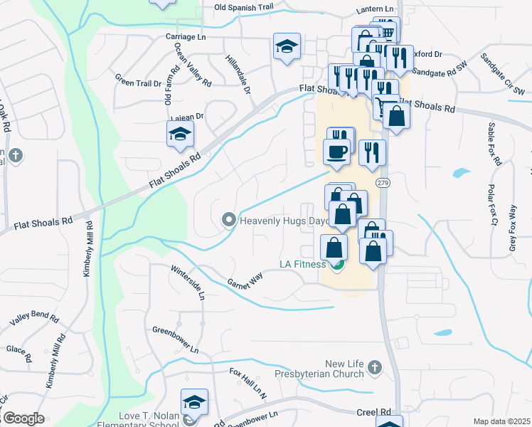map of restaurants, bars, coffee shops, grocery stores, and more near 835 Old Rocky Road in Atlanta