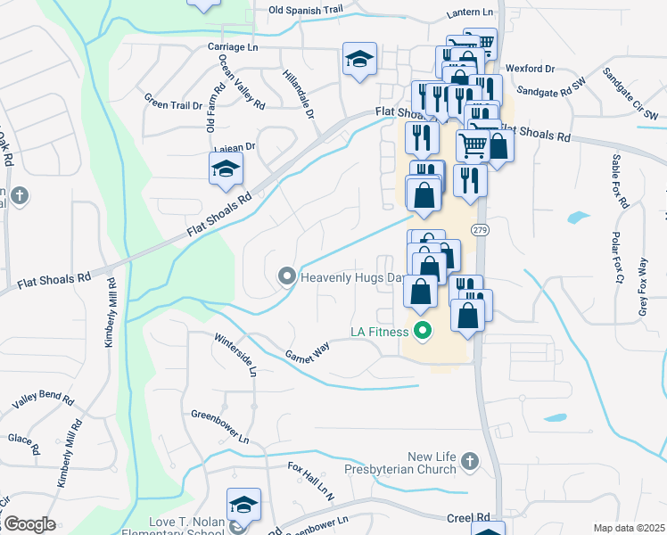 map of restaurants, bars, coffee shops, grocery stores, and more near 835 Old Rocky Road in Atlanta