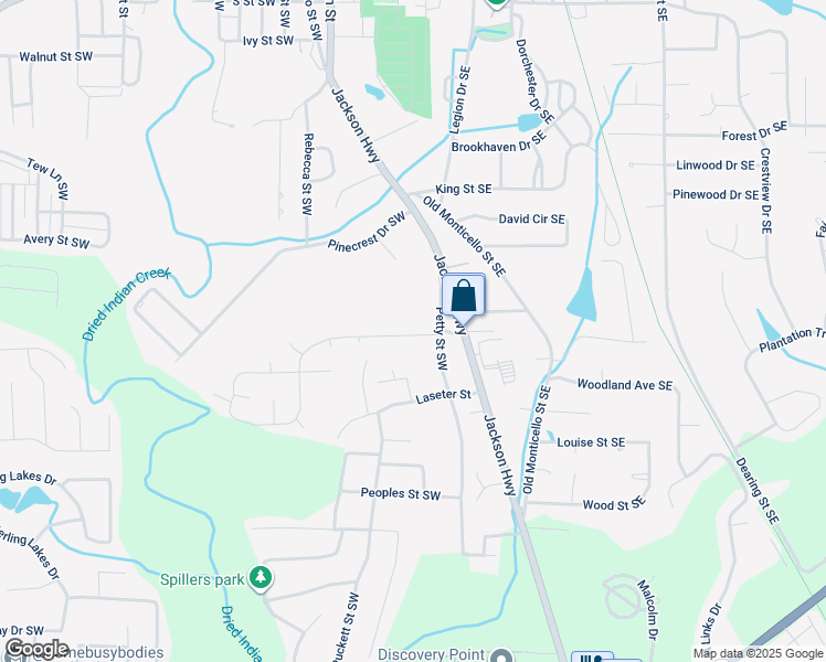 map of restaurants, bars, coffee shops, grocery stores, and more near 6128 Green Acres Drive Southwest in Covington