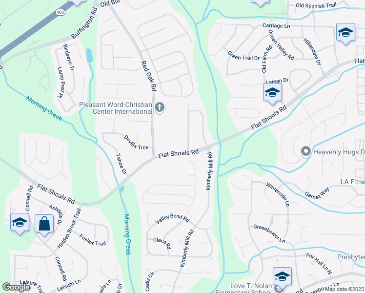 map of restaurants, bars, coffee shops, grocery stores, and more near 3049 Flat Shoals Road in Atlanta