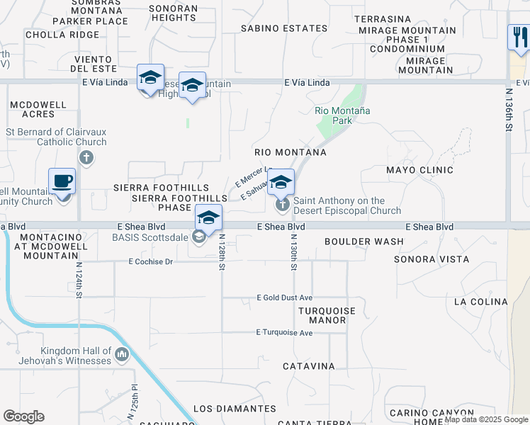 map of restaurants, bars, coffee shops, grocery stores, and more near 13237 East Becker Lane in Scottsdale