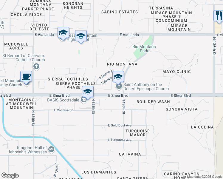 map of restaurants, bars, coffee shops, grocery stores, and more near 14907 East Becker Lane in Scottsdale