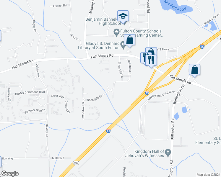 map of restaurants, bars, coffee shops, grocery stores, and more near 3827 Shenfield Drive in Union City