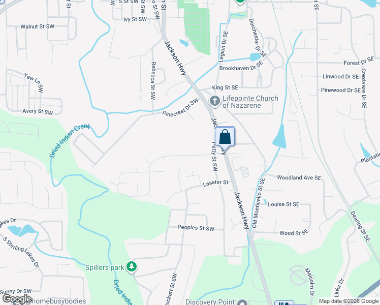 map of restaurants, bars, coffee shops, grocery stores, and more near 6162 Green Acres Drive Southwest in Covington